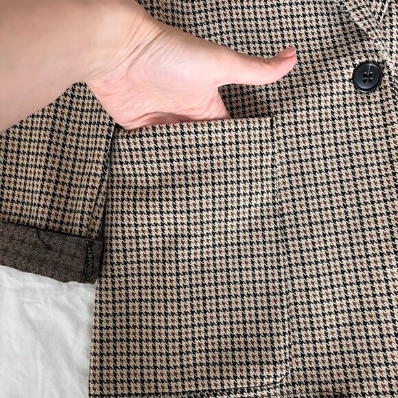 H&M Women’s Brown Plaid Blazer Button Pockets, Size 2, - Picture 3 of 13